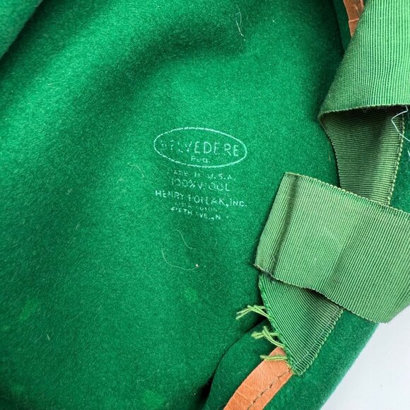 Vintage Belvedere Henry Pollak Wool Felt Green Hat 100% Wool Hat Made In USA - Picture 4 of 5